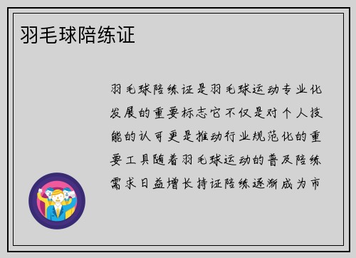 羽毛球陪练证