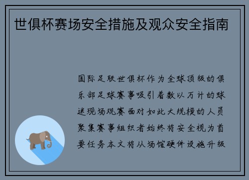 世俱杯赛场安全措施及观众安全指南